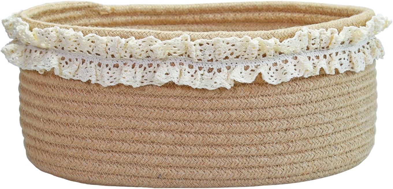 Baby Nursery Basket - Small Brown Jute Woven Storage Basket