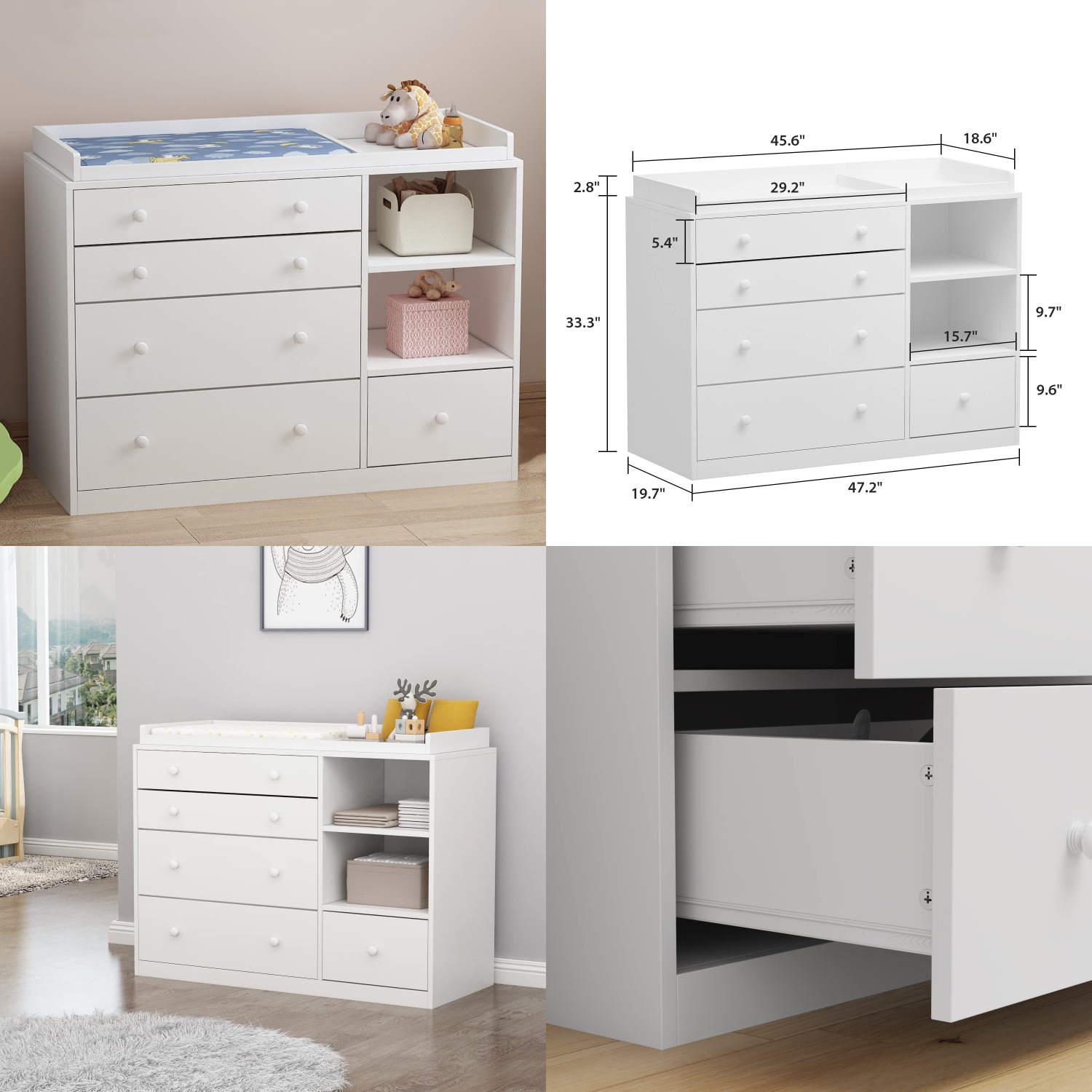 Baby Nursery Chest Of Drawers - Baby Nursery Dresser, White Bedroom Dresser