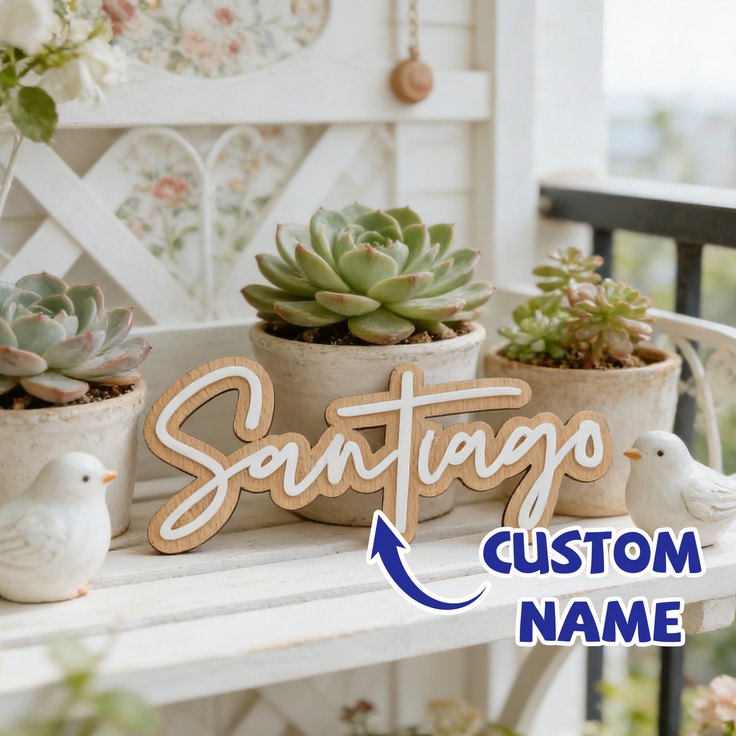 Baby Nursery Gifts - 1Pc Custom Name Cute White Wooden