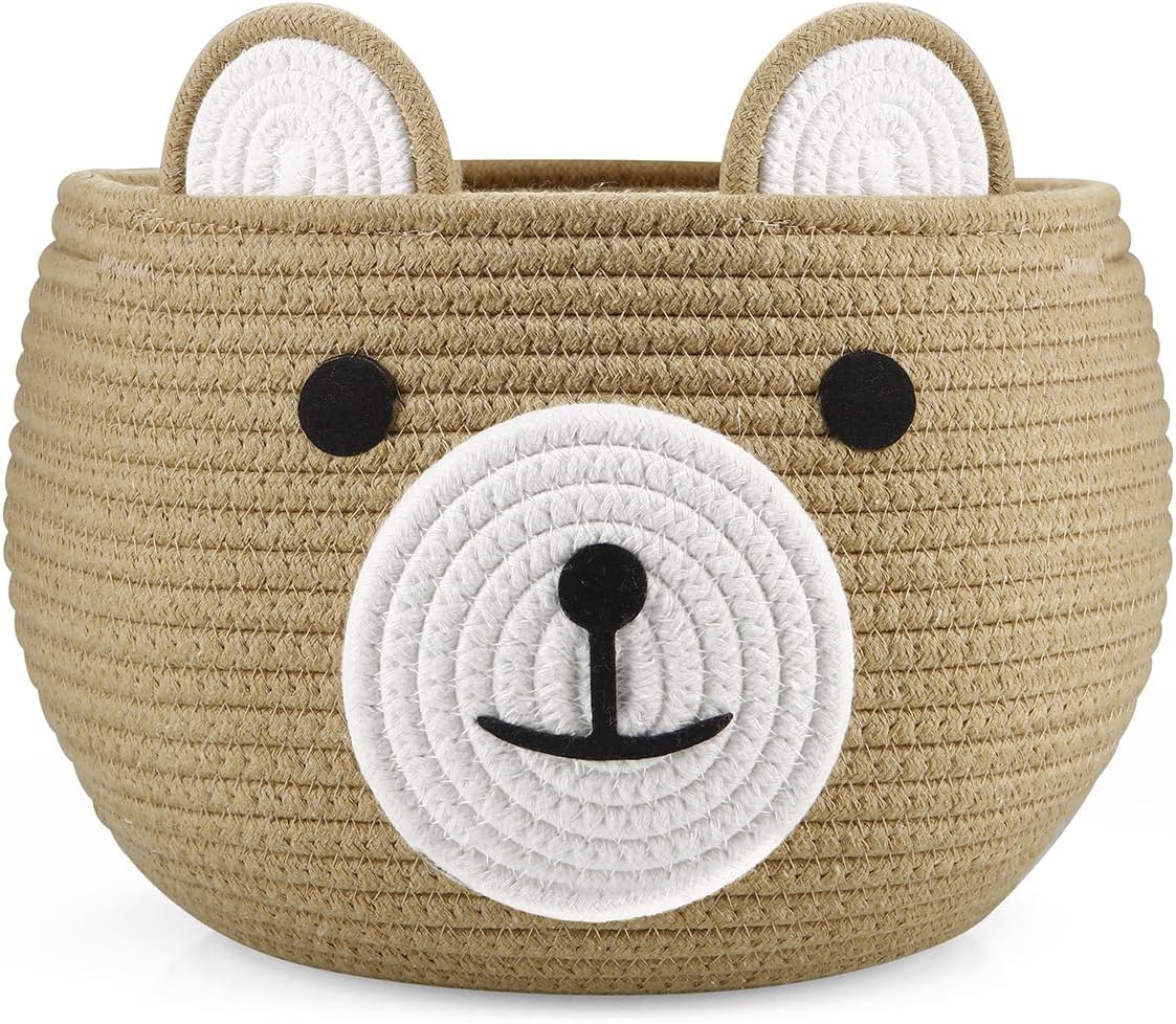 Baby Nursery Images - Cotton Rope Baby Basket, Cute Bear