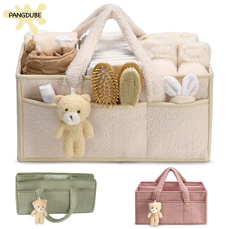 Baby Nursery Bags - PANGDUBE Plush Diaper Stackers & Caddies