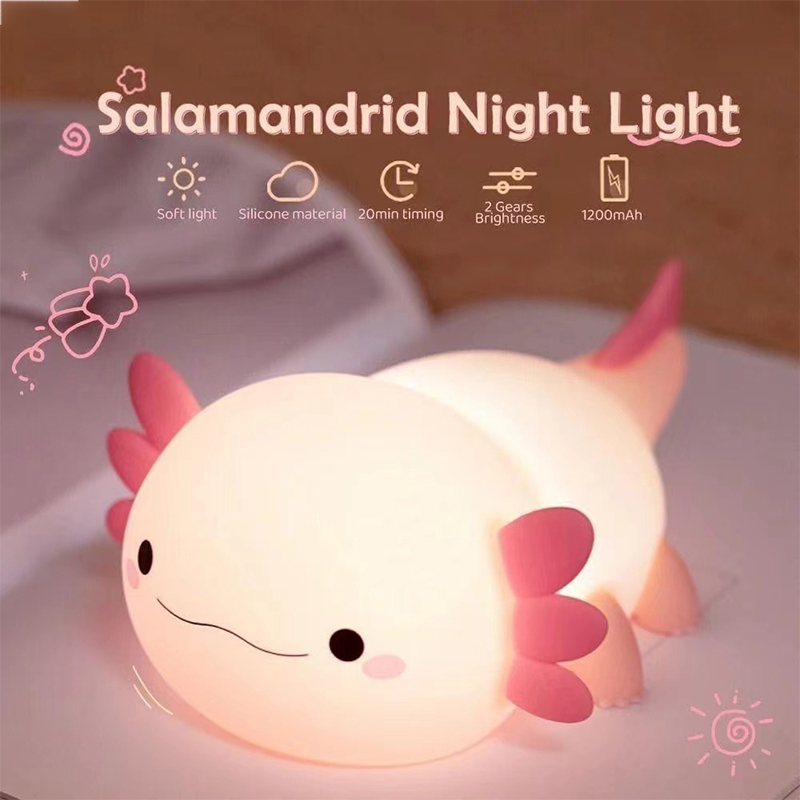 Baby Nursery Equipment - Cute Axolotl Night Light Silicone Nursery