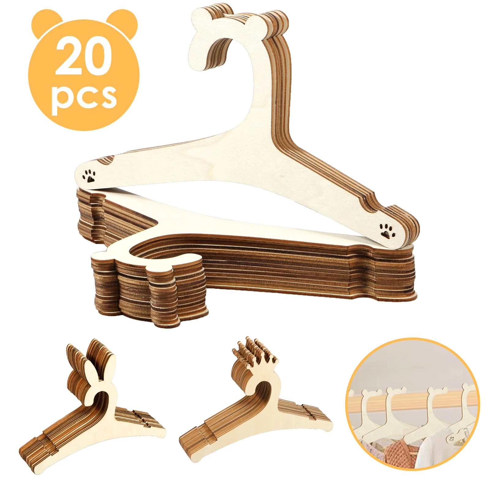 Baby Nursery Uniform - 20Pcs Wooden Baby Hangers Smooth Mini