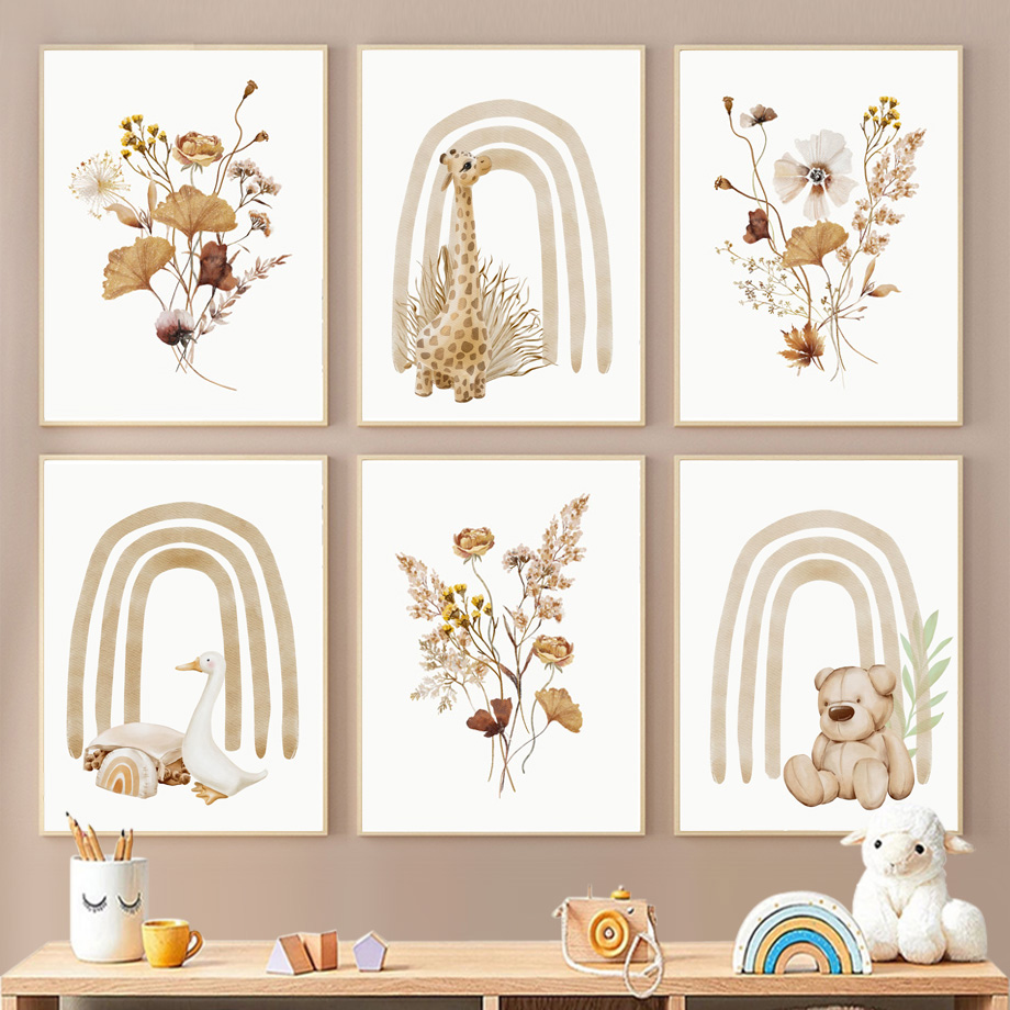 Baby Nursery Neutral - Neutral Boho Nursery Wall Art Watercolor