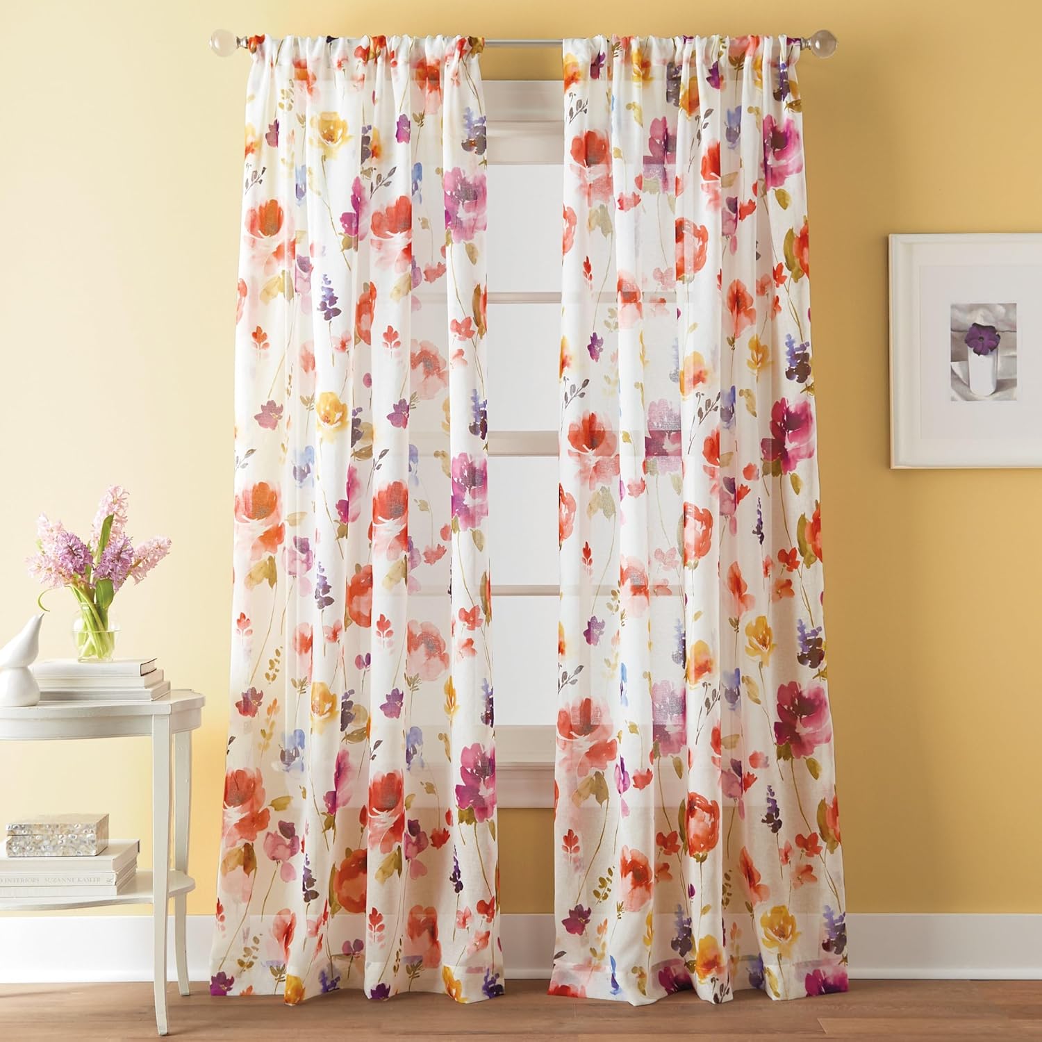 Baby Nursery Curtains - Watercolor Floral Curtains Colorful Wildflower Print