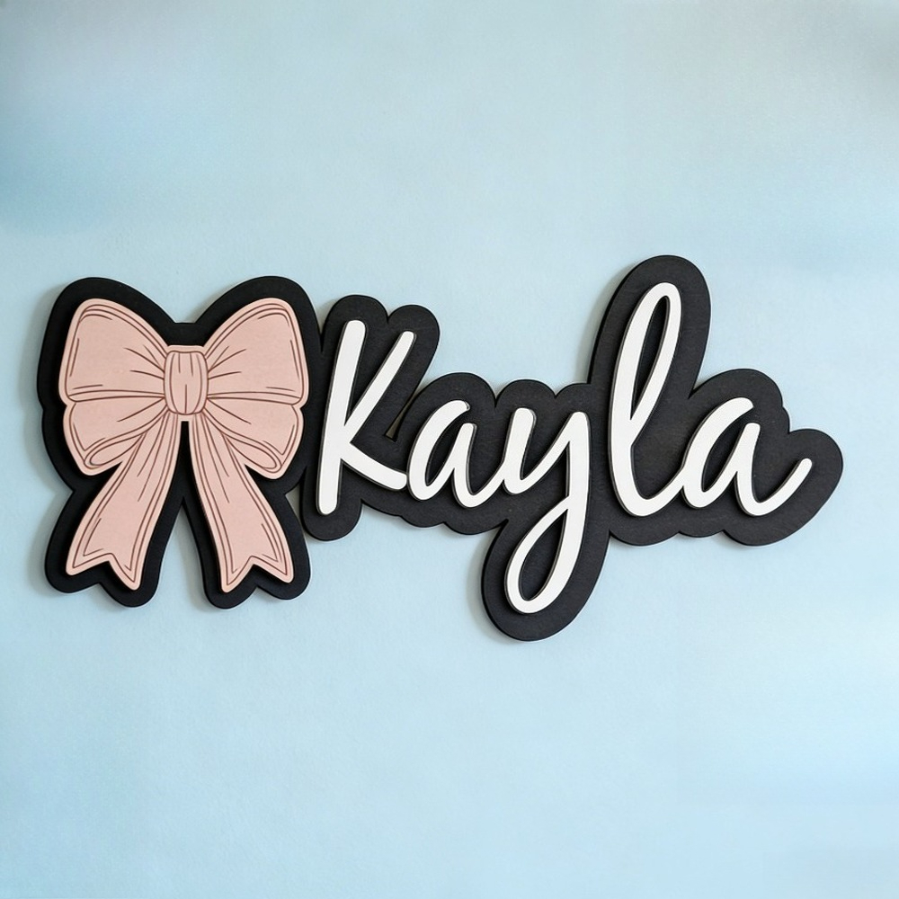 Baby Nursery Gifts - Customizable Bow-Shaped Wooden Wall Plaque Baby