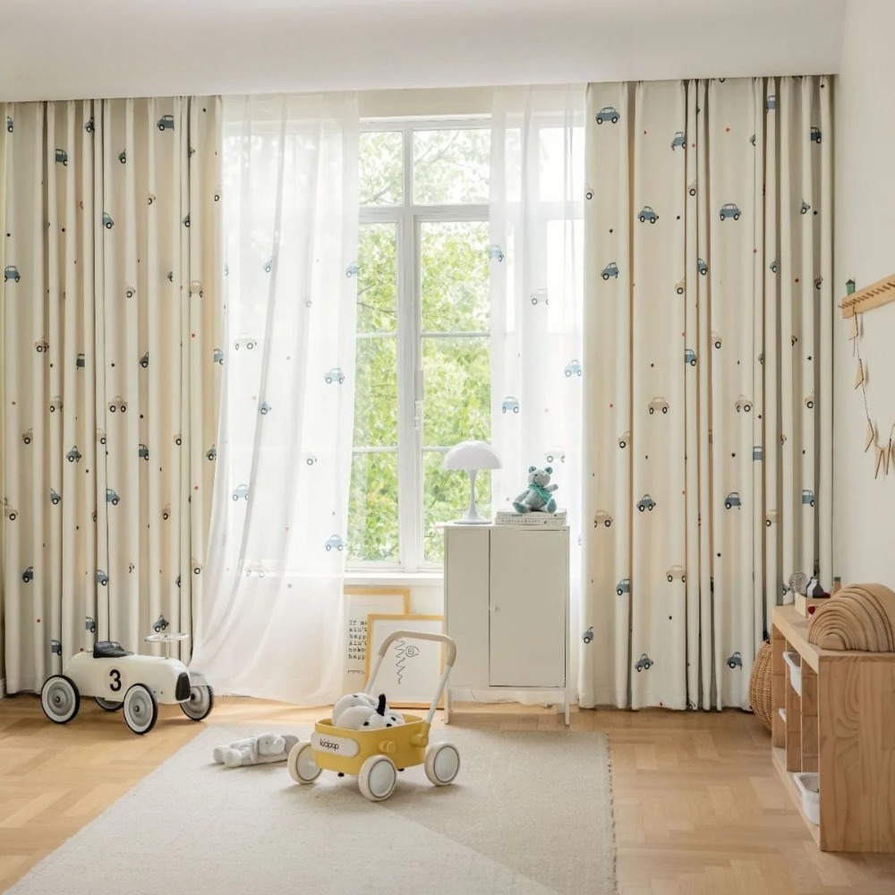 Baby Nursery Curtains - Modern Children's Room Cartoon Curtains Car