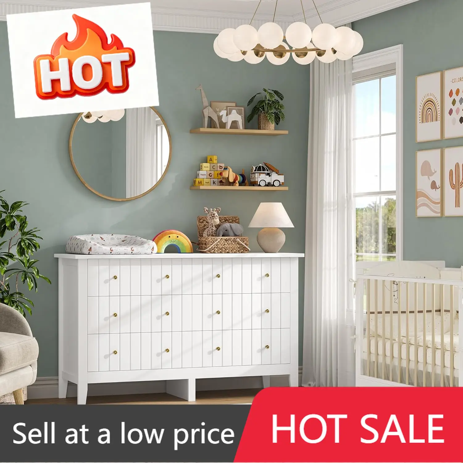 Baby Nursery Chest Of Drawers - White Dresser, Chest of Drawers, Modern
