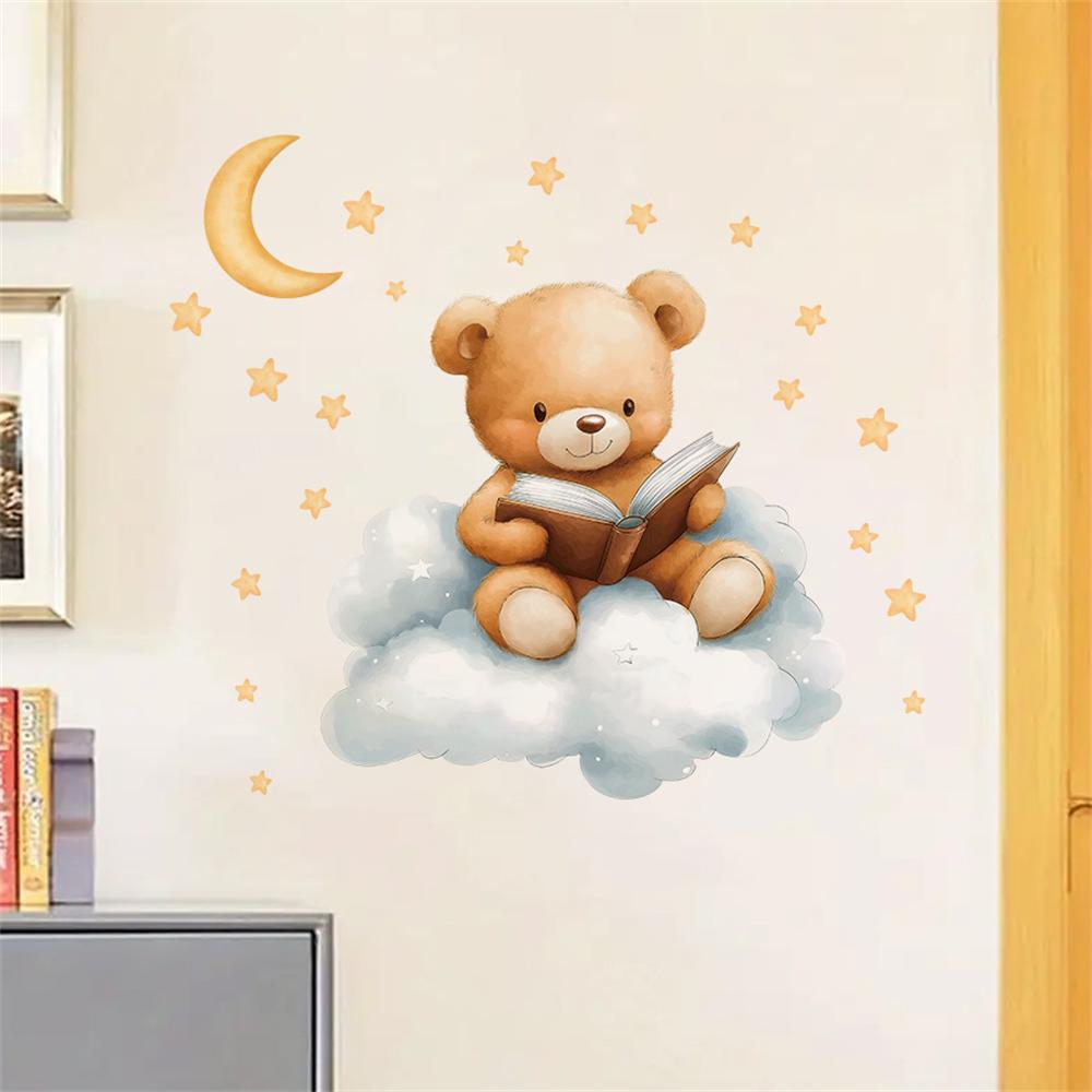 Cute Bear Moon Star Wall Stick - Baby Nursery Wallpaper Girl avis et prix