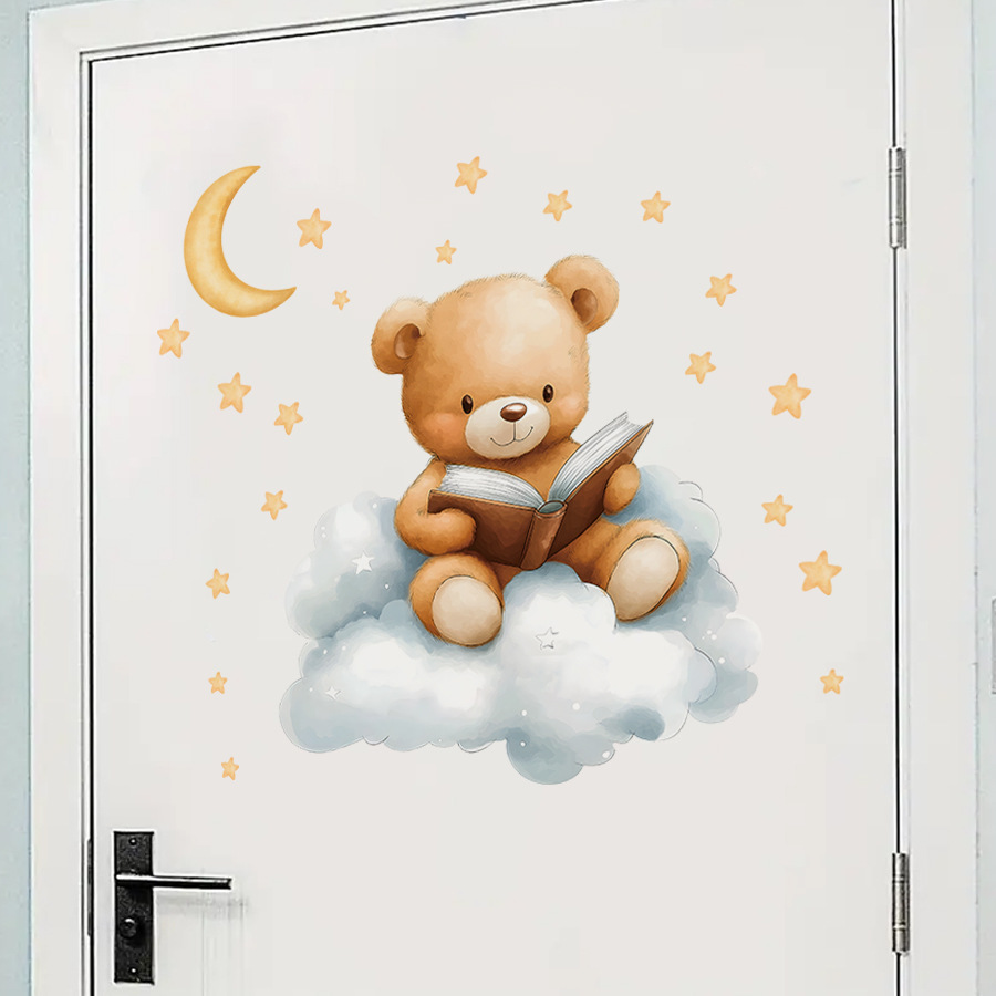 Cute Bear Moon Star Wall Stick - Baby Nursery Wallpaper Girl avis et prix