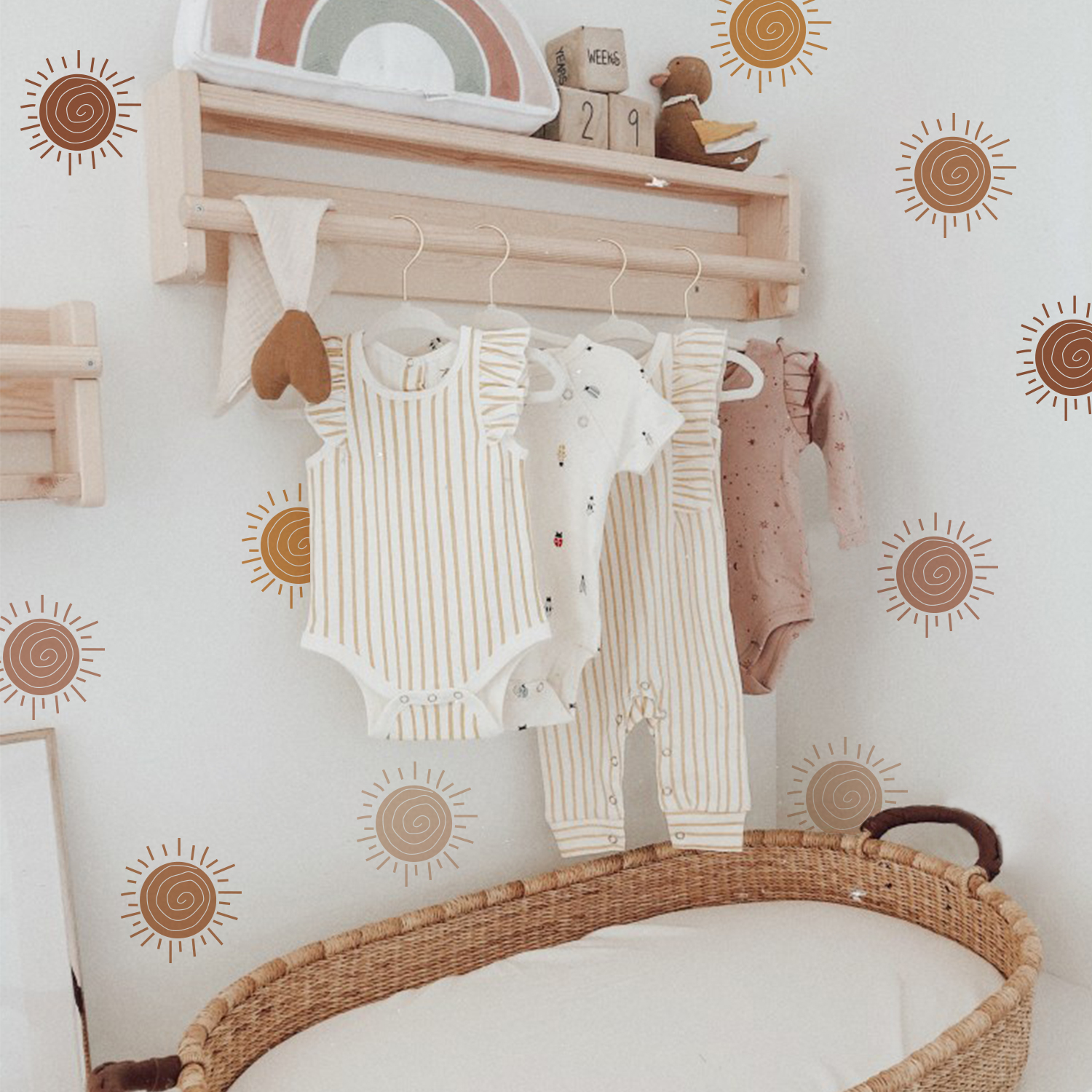 Boho Cartoon Creative Sun Wall - Baby Nursery Wallpaper Girl avis et prix