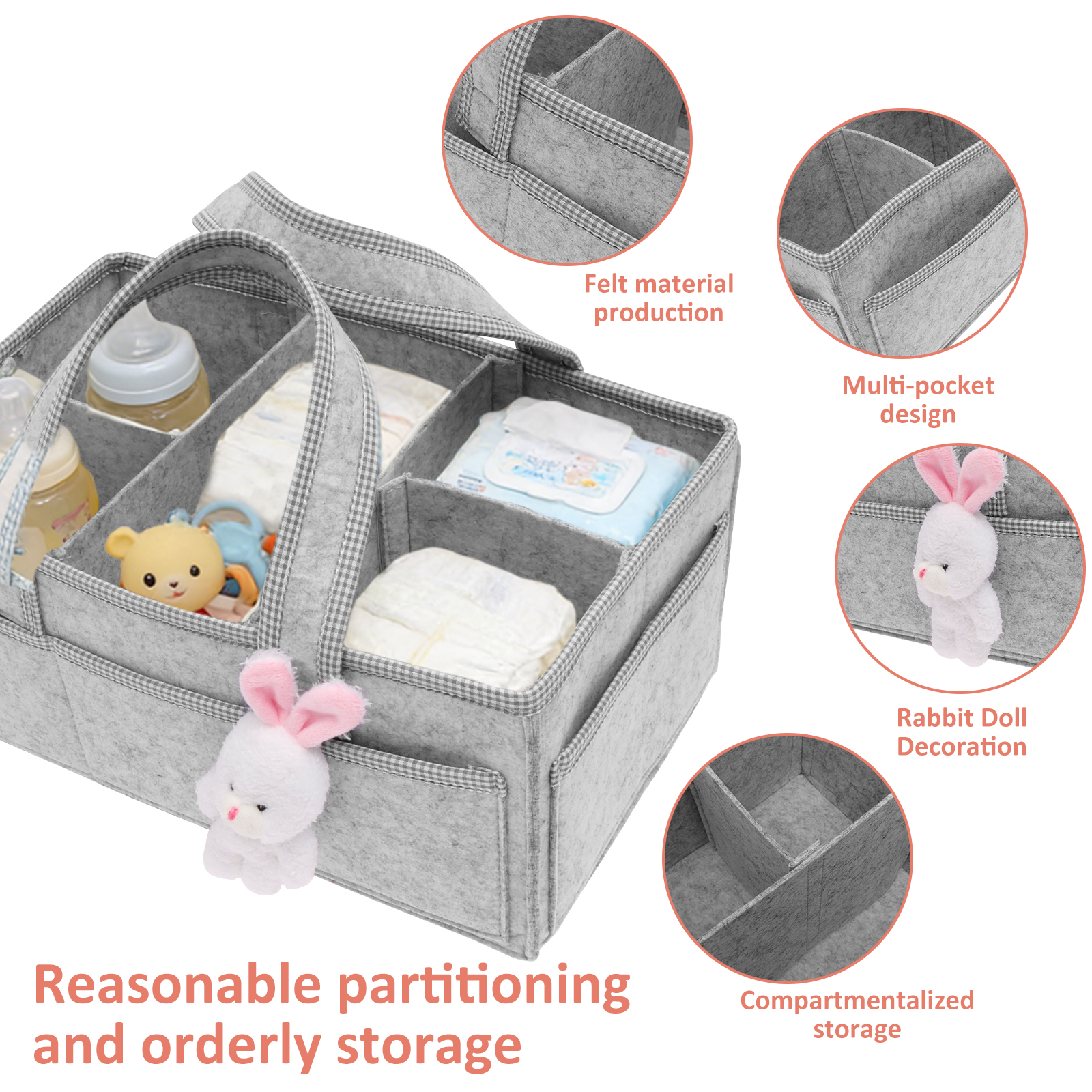 Baby Diaper Caddy Felt Baby Di - Baby Nursery Bags avis et prix