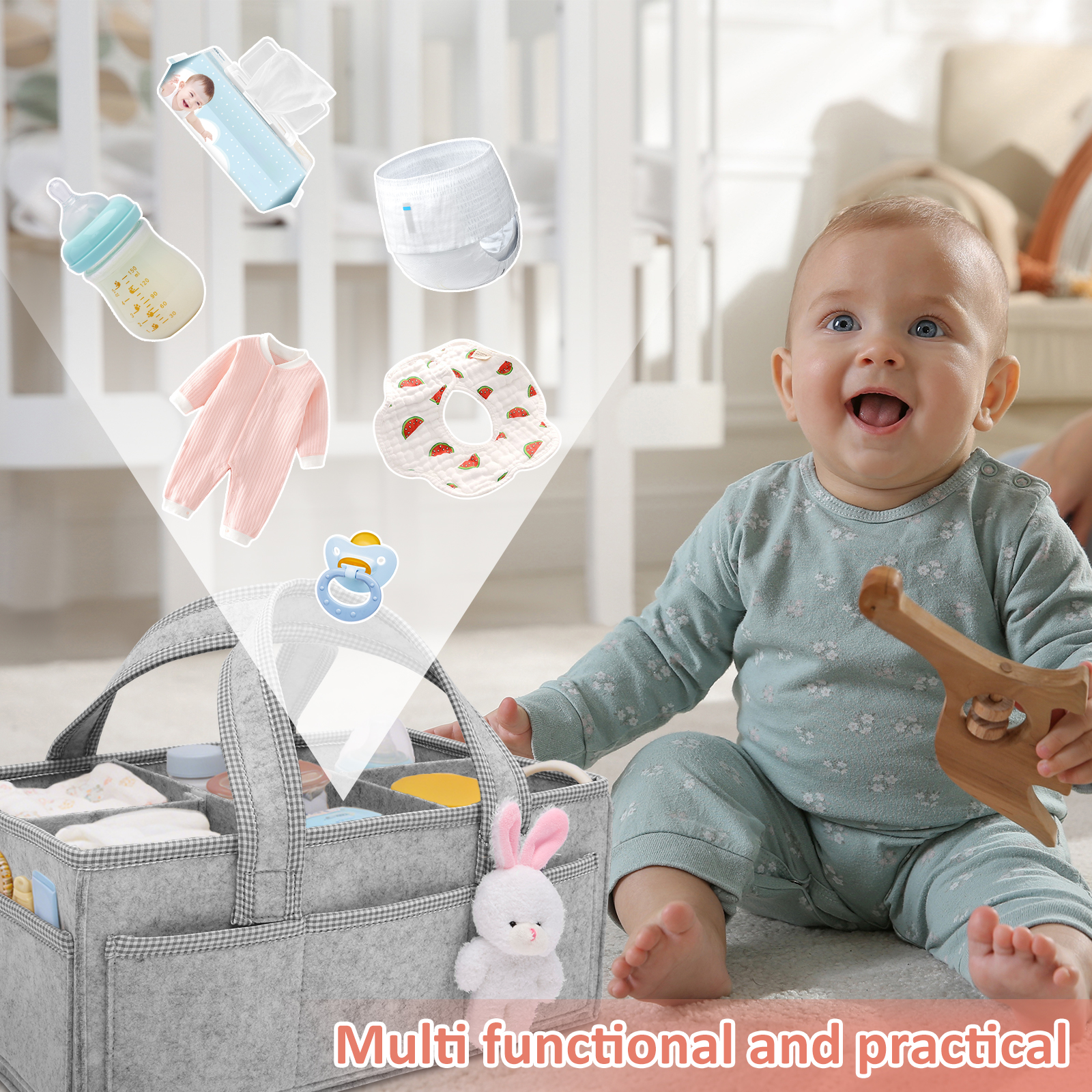 Baby Diaper Caddy Felt Baby Di - Baby Nursery Bags avis et prix