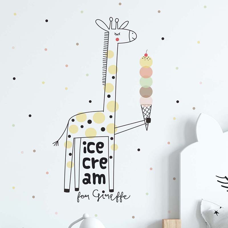 Cartoon Ice Cream Giraffe Wall - Baby Nursery Mural Wallpaper avis et prix