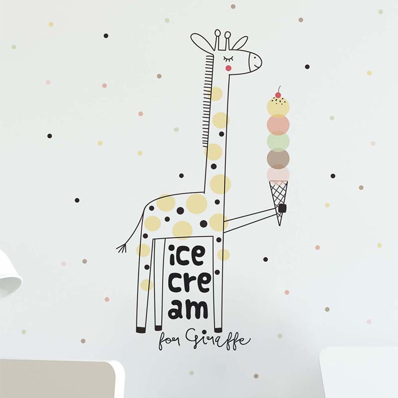 Cartoon Ice Cream Giraffe Wall - Baby Nursery Mural Wallpaper avis et prix