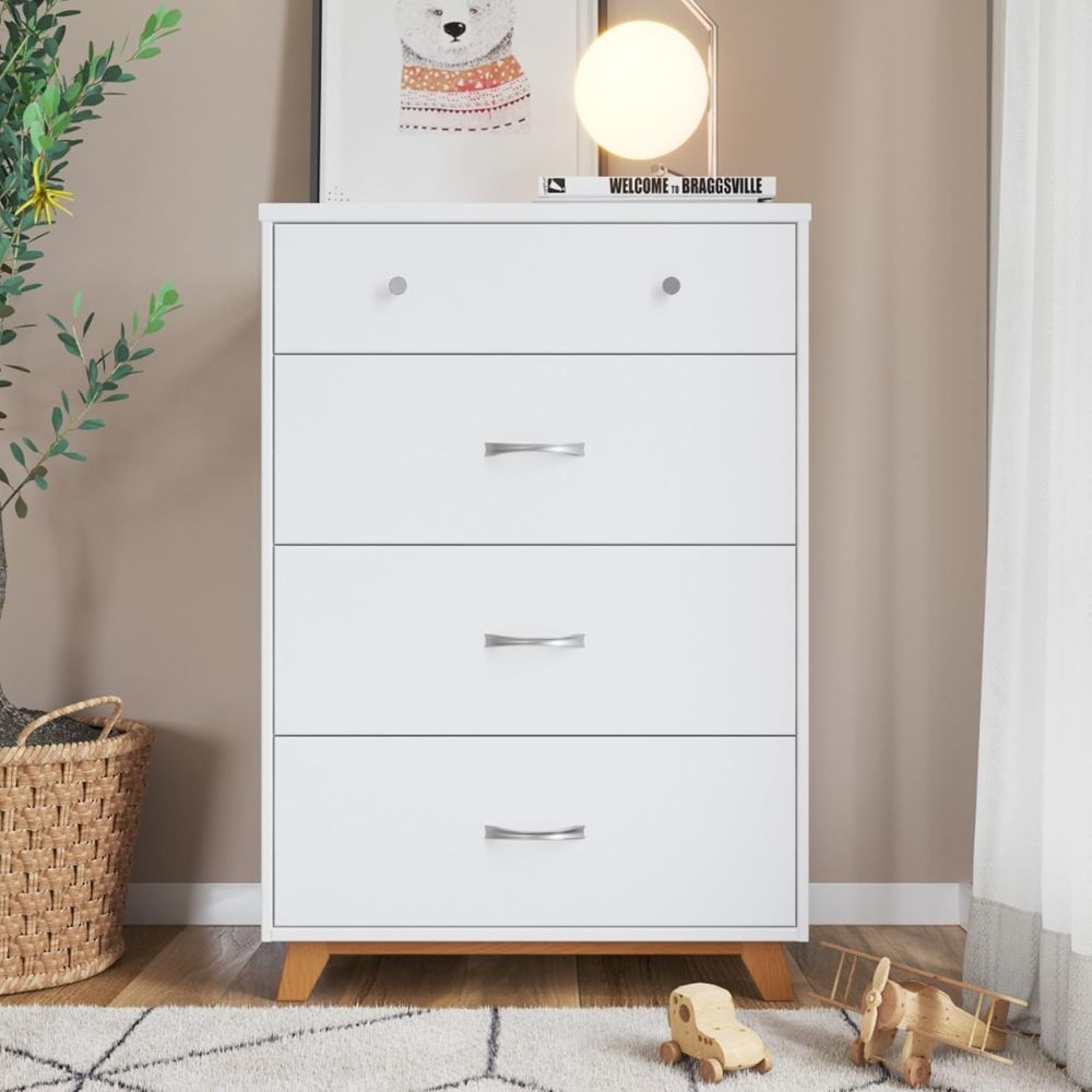 4-Drawer Chest in White/Natura - Baby Nursery Chest Of Drawers avis et prix