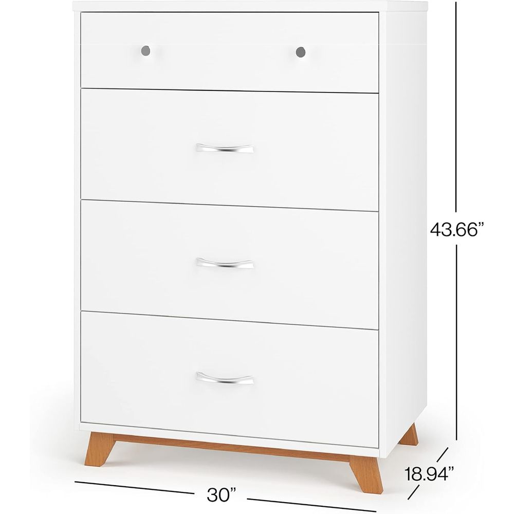 4-Drawer Chest in White/Natura - Baby Nursery Chest Of Drawers avis et prix