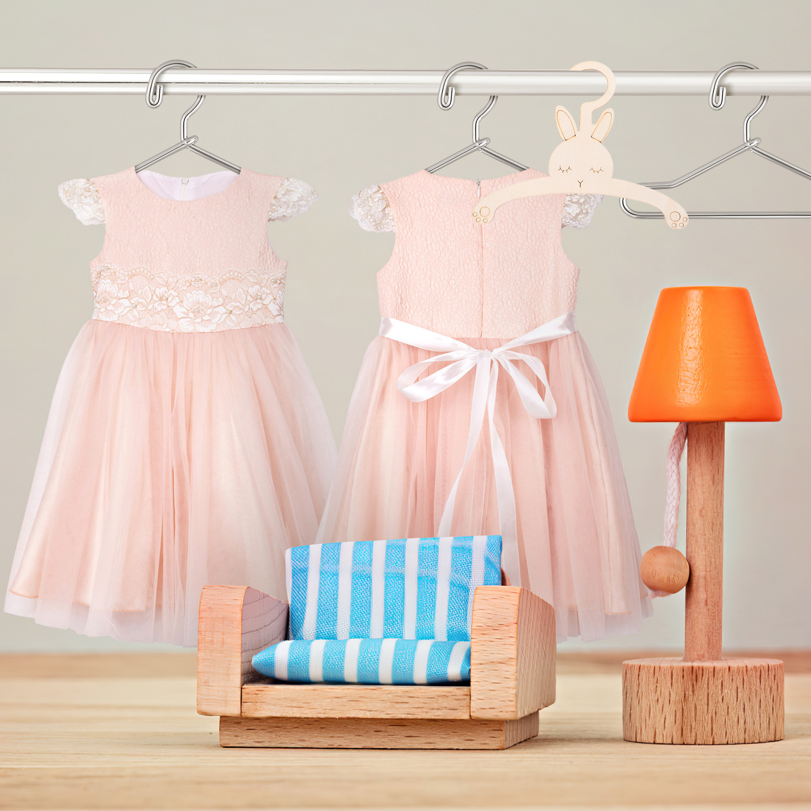 5pcs Wooden Rabbit Hangers Reu - Baby Nursery Uniform avis et prix