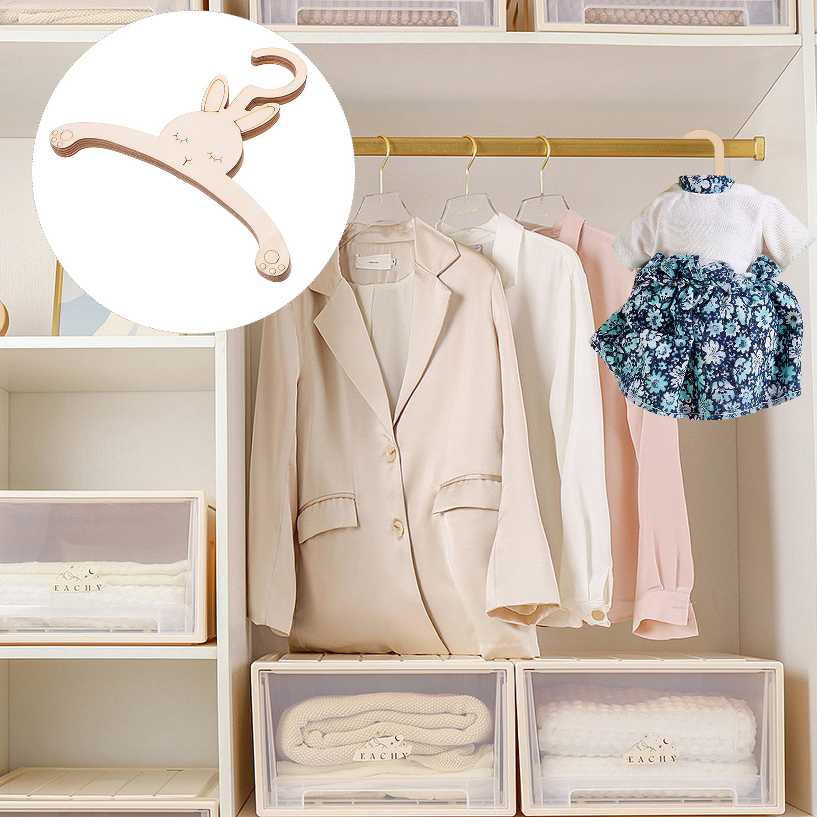 5pcs Wooden Rabbit Hangers Reu - Baby Nursery Uniform avis et prix