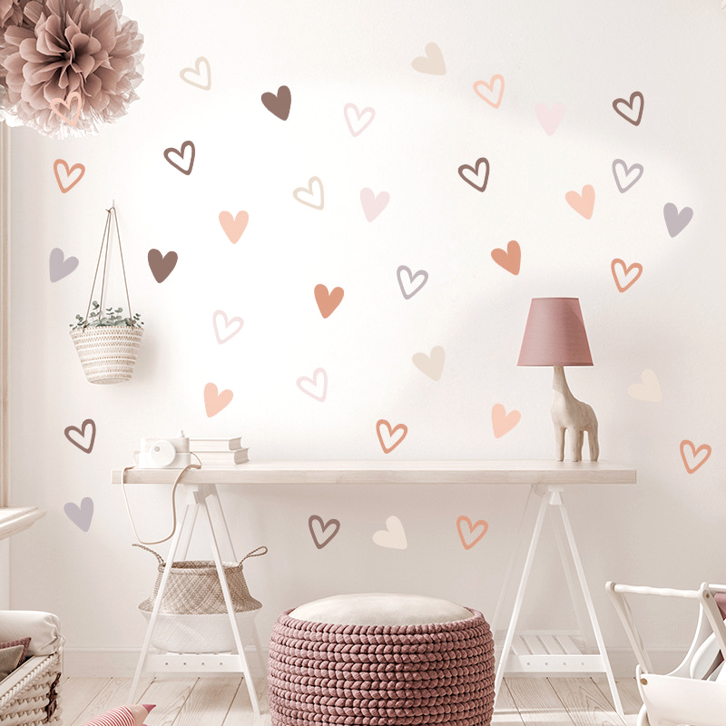 36Pcs Boho Hearts Wall Sticker - Baby Nursery Wallpaper Girl avis et prix