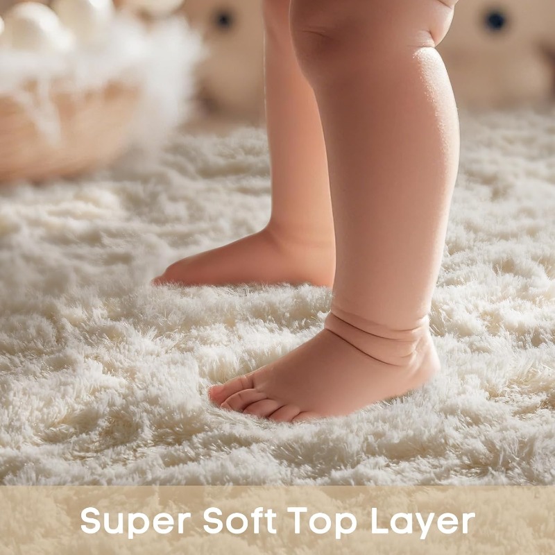 Round Cream White Rug Soft Flu - Baby Nursery Game avis et prix