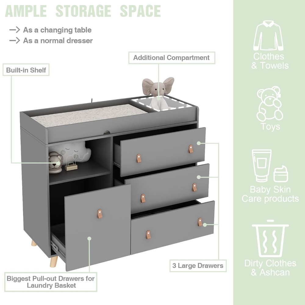 Baby Dresser Changing Table, T - Baby Nursery Chest Of Drawers avis et prix