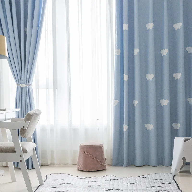 1PC Cartoon 3D Cloud Blue Blac - Baby Nursery Curtains avis et prix