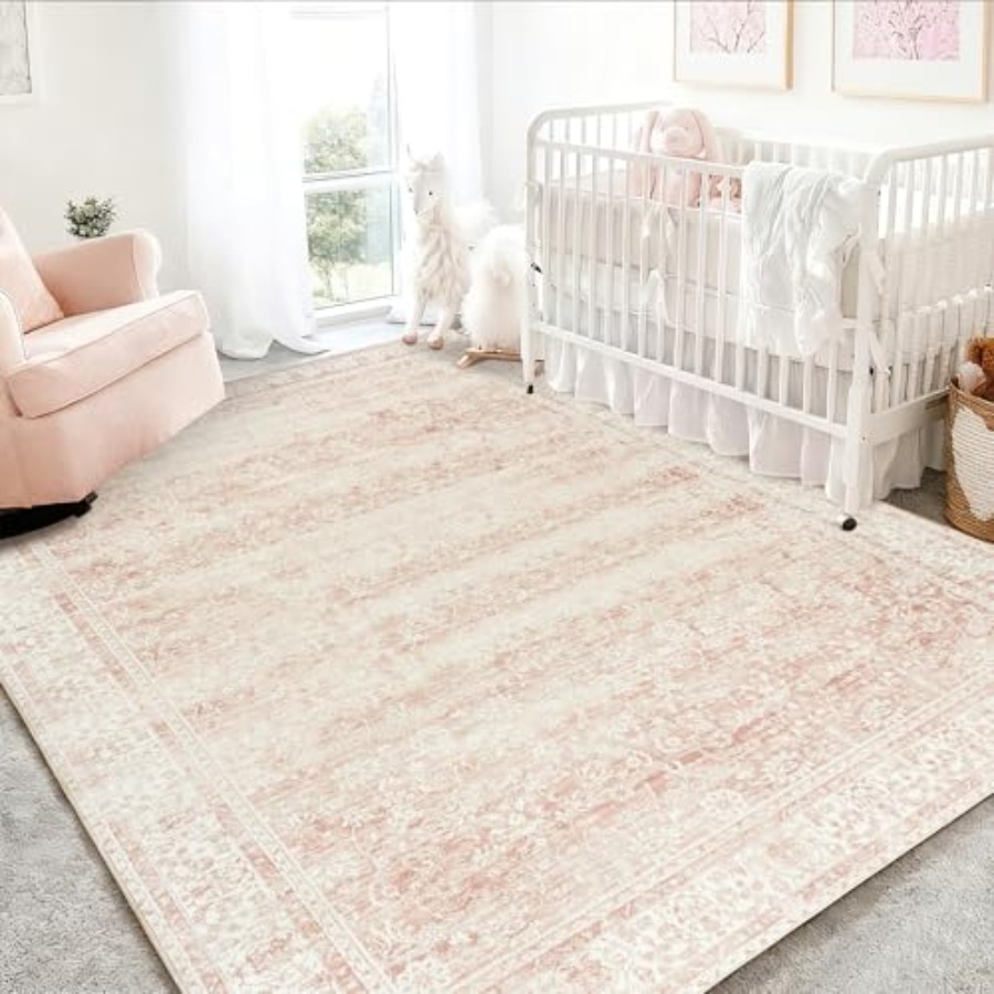 Pink Nursery Rug for Baby Girl - Baby Nursery Neutral avis et prix
