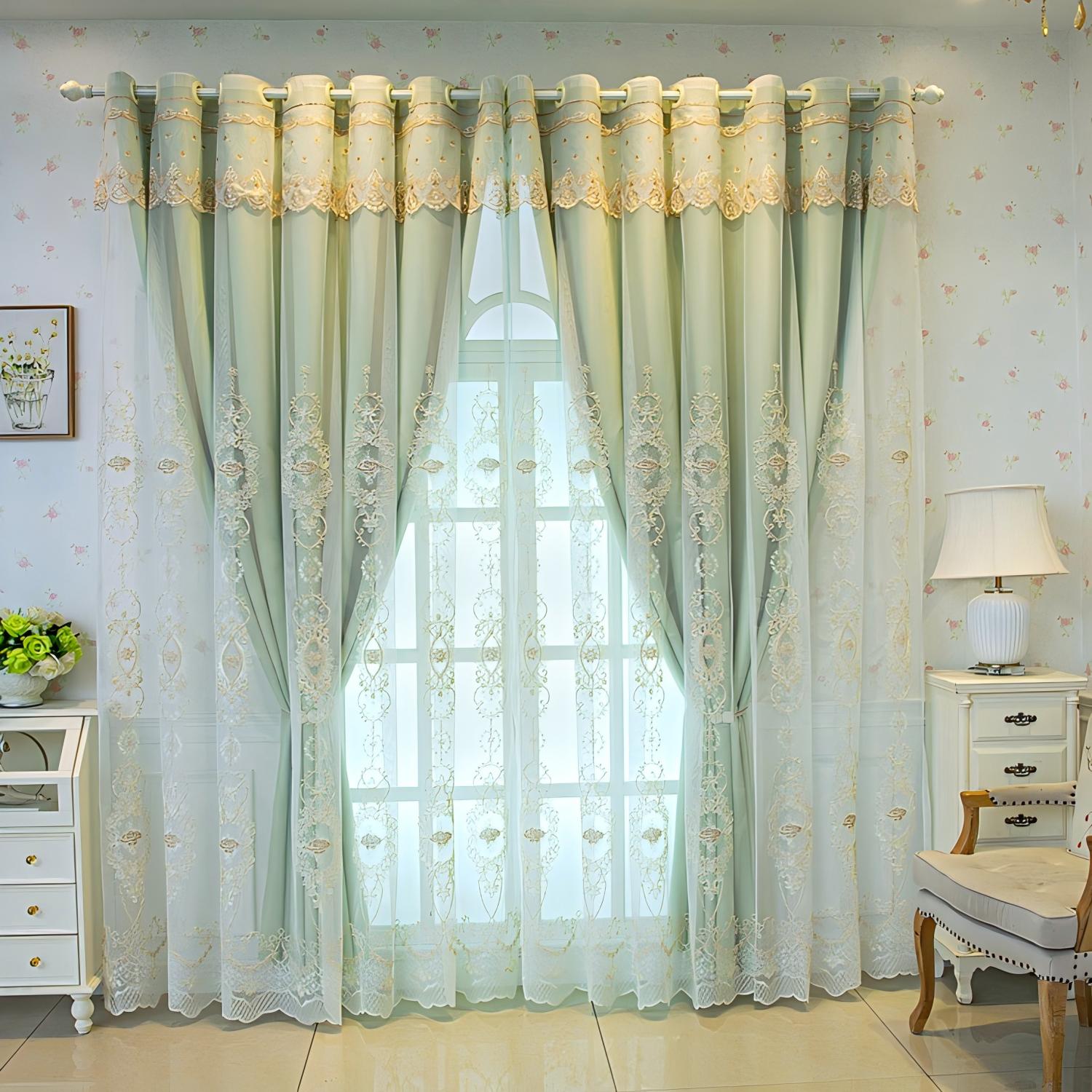 1pc Vintage Green Lace Curtain - Baby Nursery Curtains avis et prix