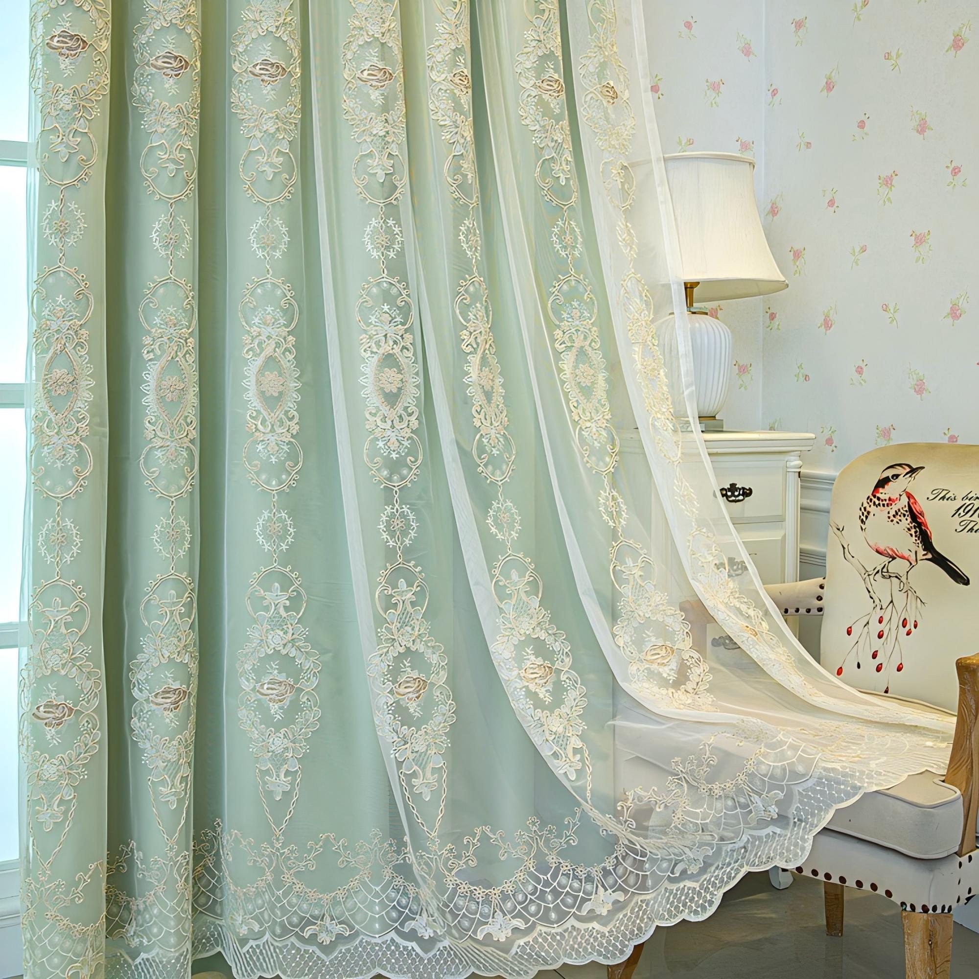 1pc Vintage Green Lace Curtain - Baby Nursery Curtains avis et prix