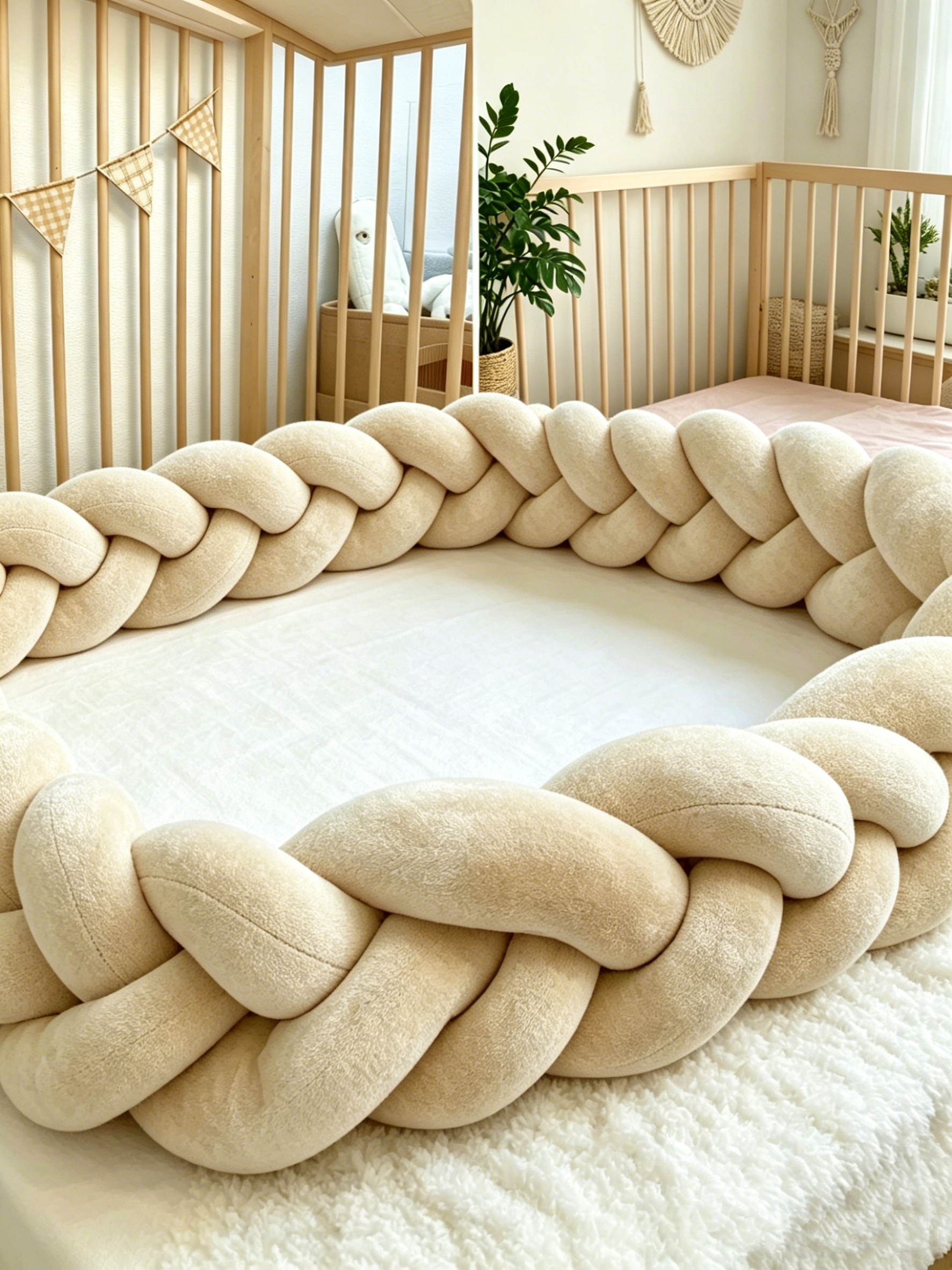 Boho Braided Crib Bumper Pillo - Baby Nursery Neutral avis et prix