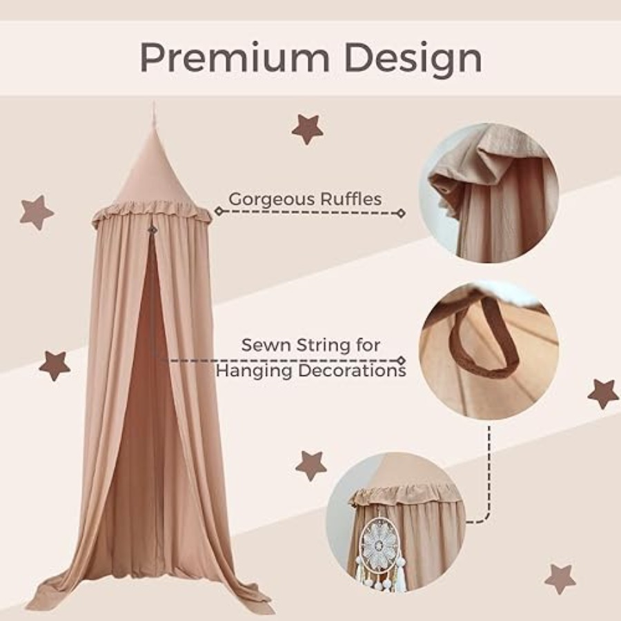 Bed Canopy with Ruffles, Paste - Baby Nursery Neutral avis et prix