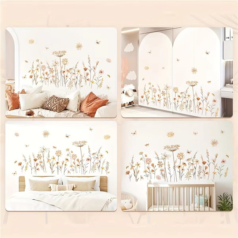 【EFFICIENT 】2X Boho Flower Wal - Baby Nursery Wallpaper Girl avis et prix