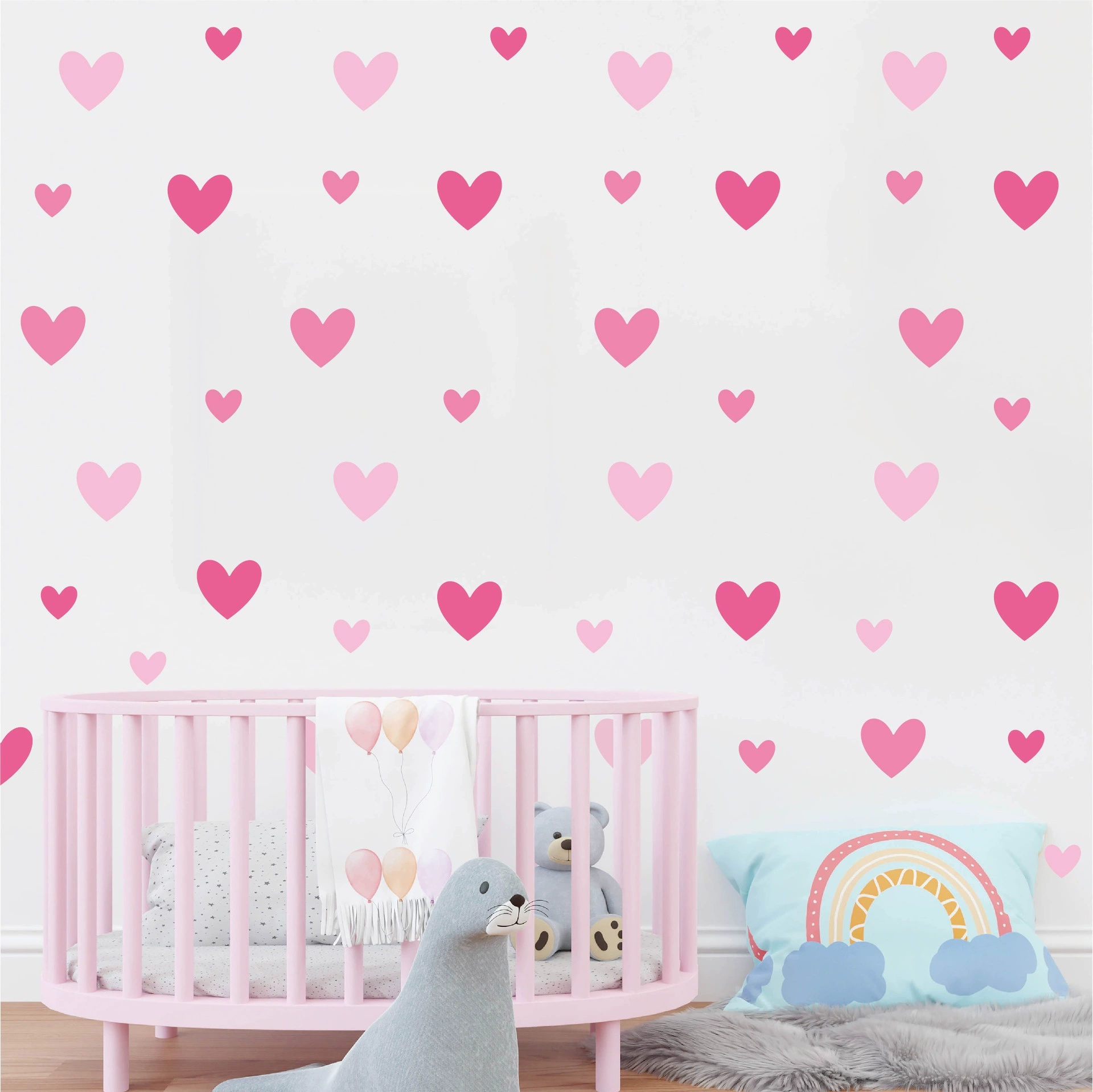 170pcs=10 Sheets Pink Heart Wa - Baby Nursery Wallpaper Girl avis et prix
