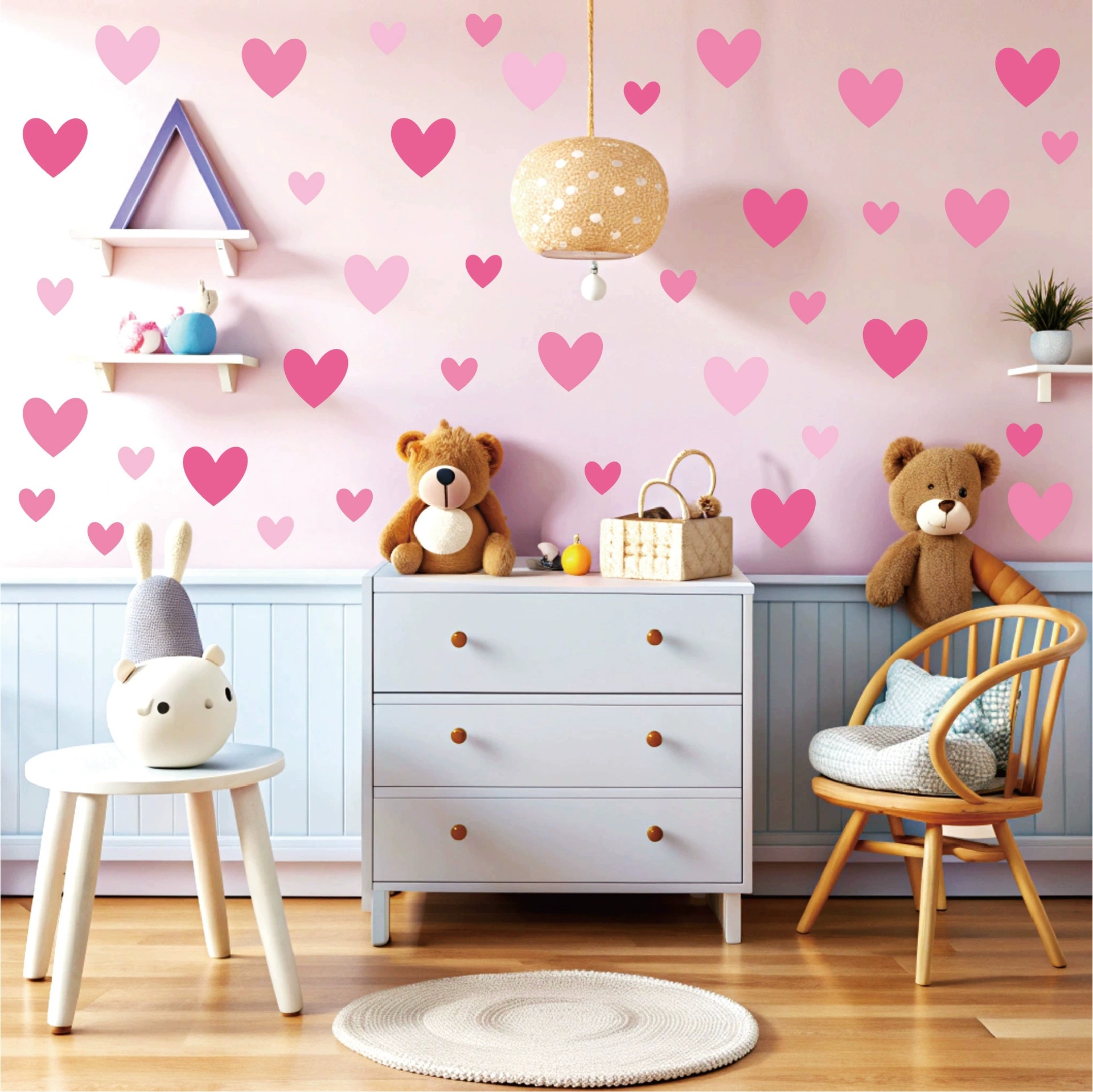 170pcs=10 Sheets Pink Heart Wa - Baby Nursery Wallpaper Girl avis et prix
