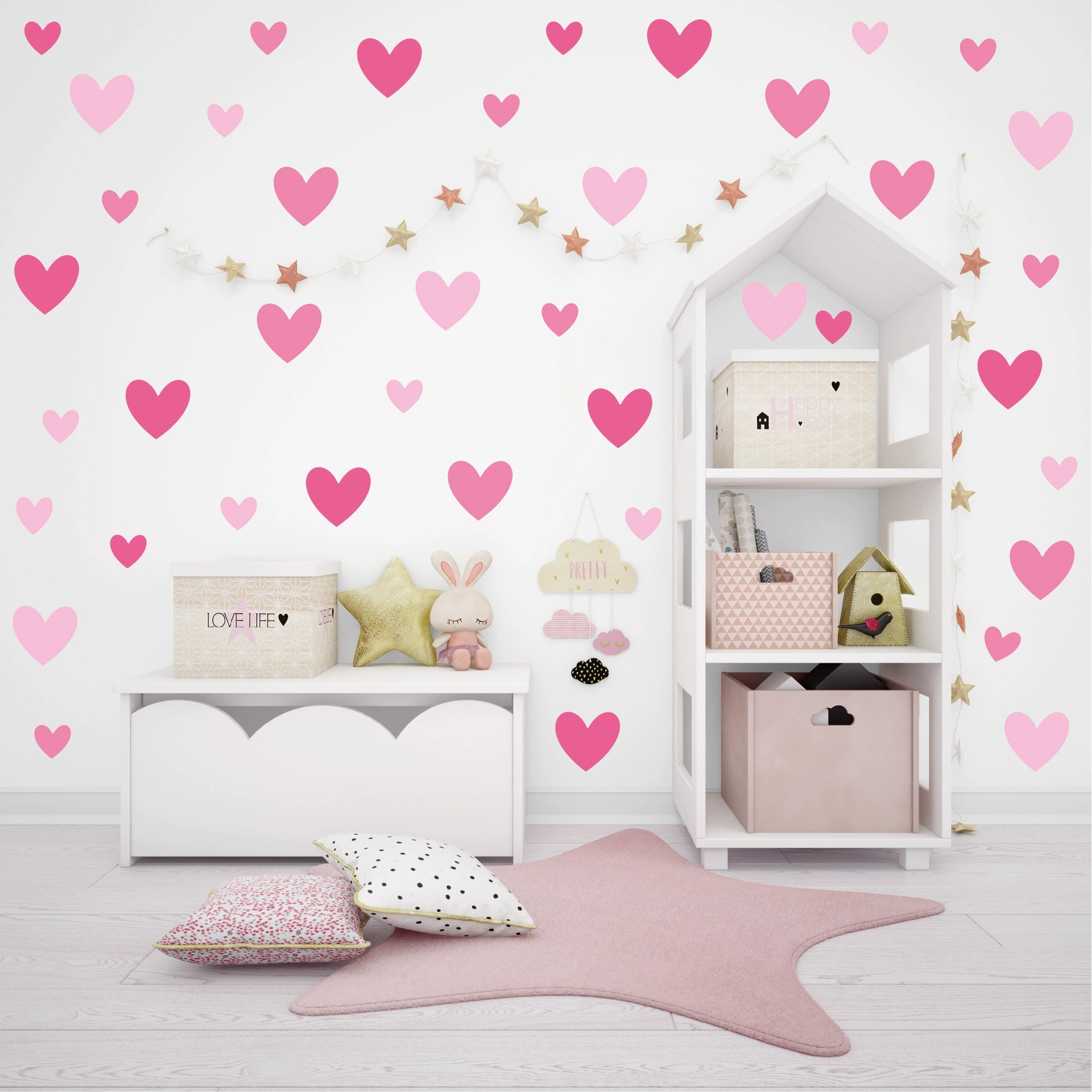170pcs=10 Sheets Pink Heart Wa - Baby Nursery Wallpaper Girl avis et prix