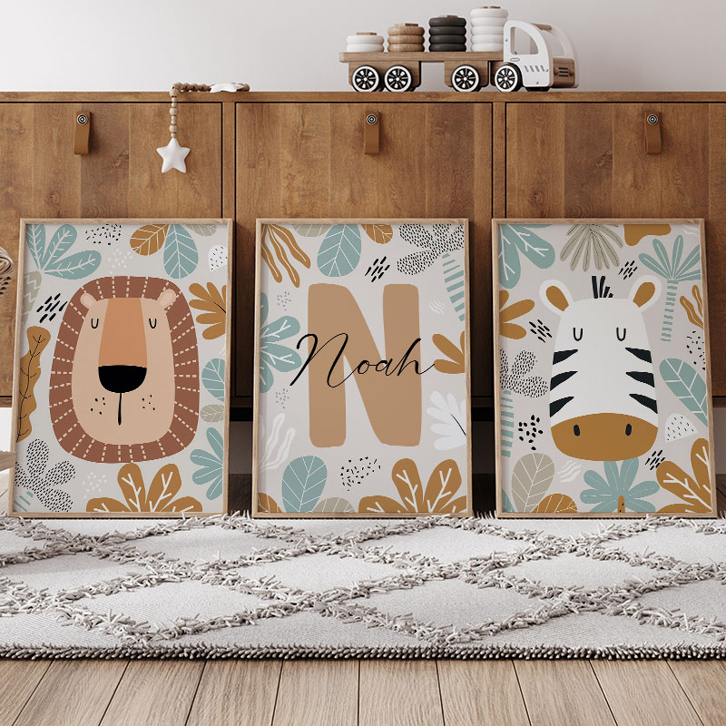 Lion Zebra Leaf Custom Name Nu - Baby Zebra Nursery avis et prix