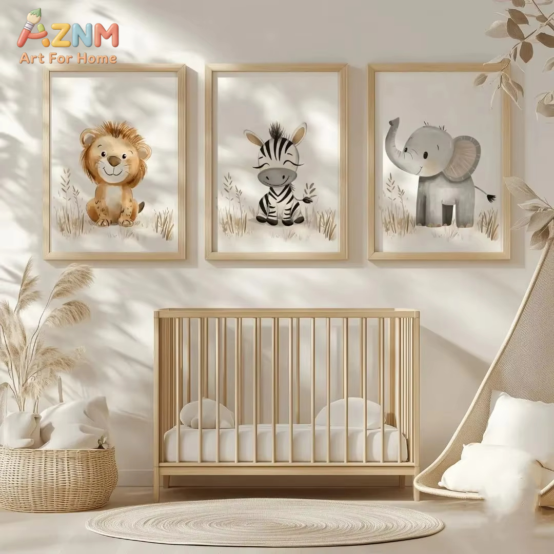 Neutral Nursery Wall Art 3PCS  - Baby Zebra Nursery avis et prix