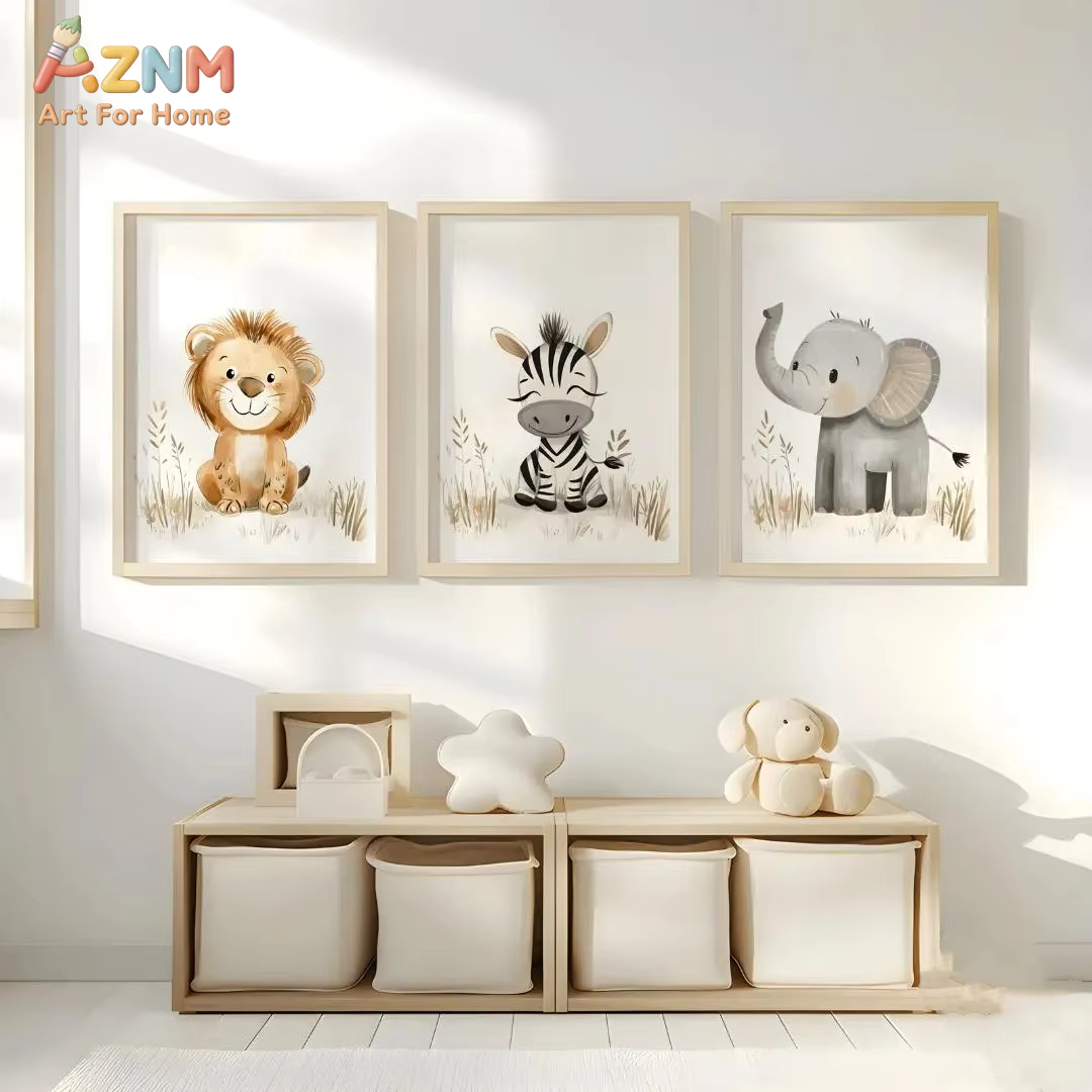 Neutral Nursery Wall Art 3PCS  - Baby Zebra Nursery avis et prix
