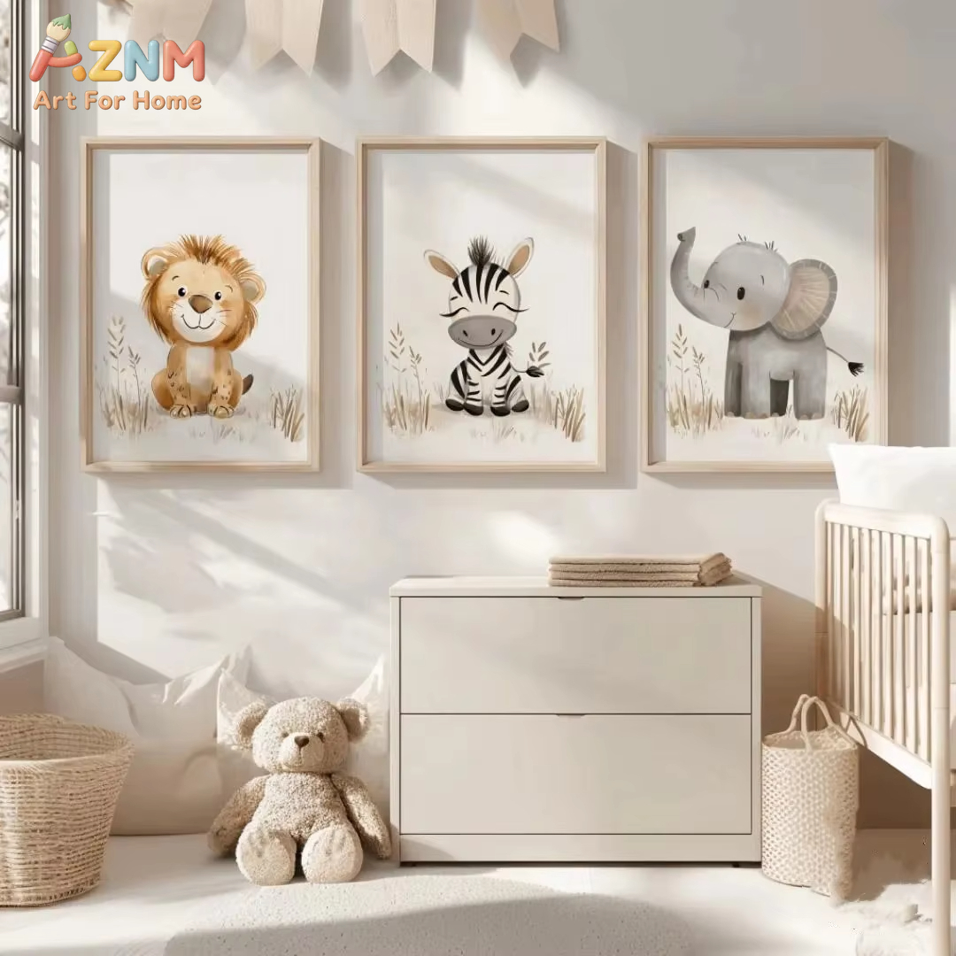 Neutral Nursery Wall Art 3PCS  - Baby Zebra Nursery avis et prix