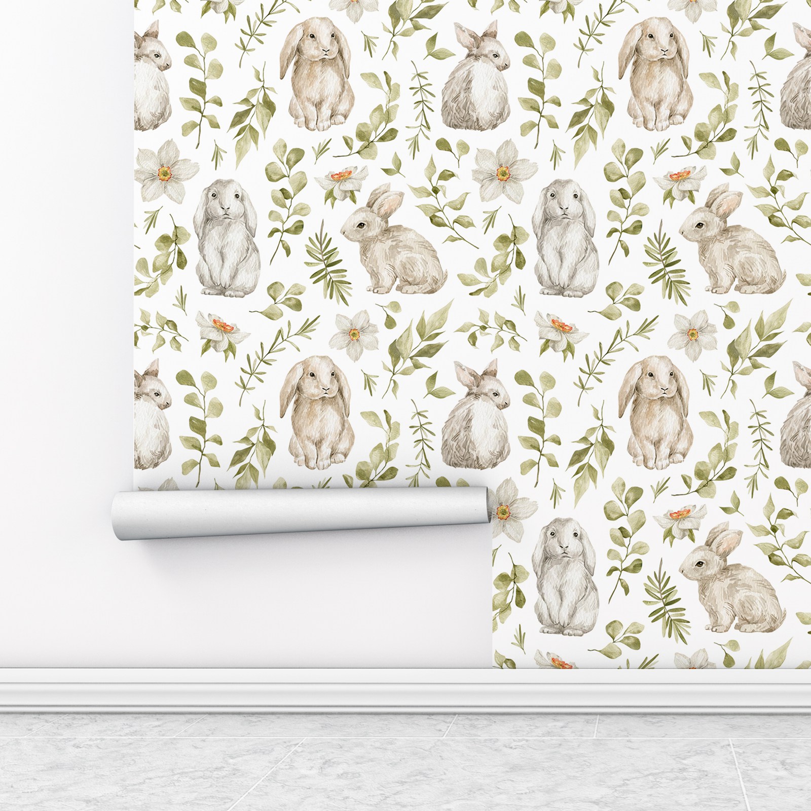 Bunny Wallpaper Kids Room Wall - Baby Nursery Wallpaper Girl avis et prix