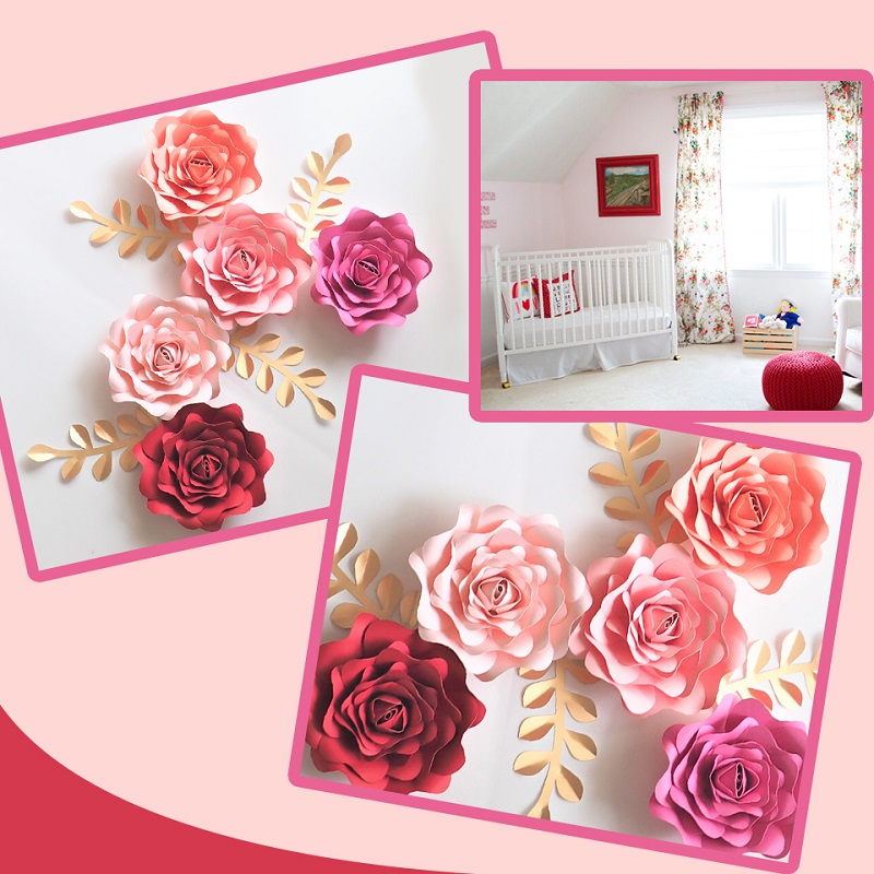 DIY Paper Flowers Leaves Nurse - Baby Nursery Wallpaper Girl avis et prix