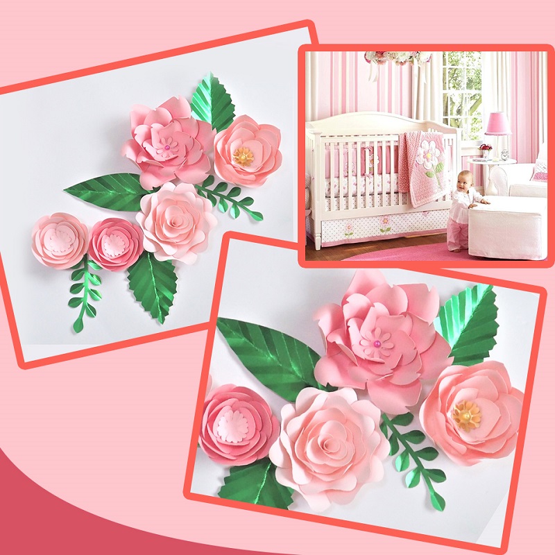 DIY Paper Flowers Leaves Nurse - Baby Nursery Wallpaper Girl avis et prix