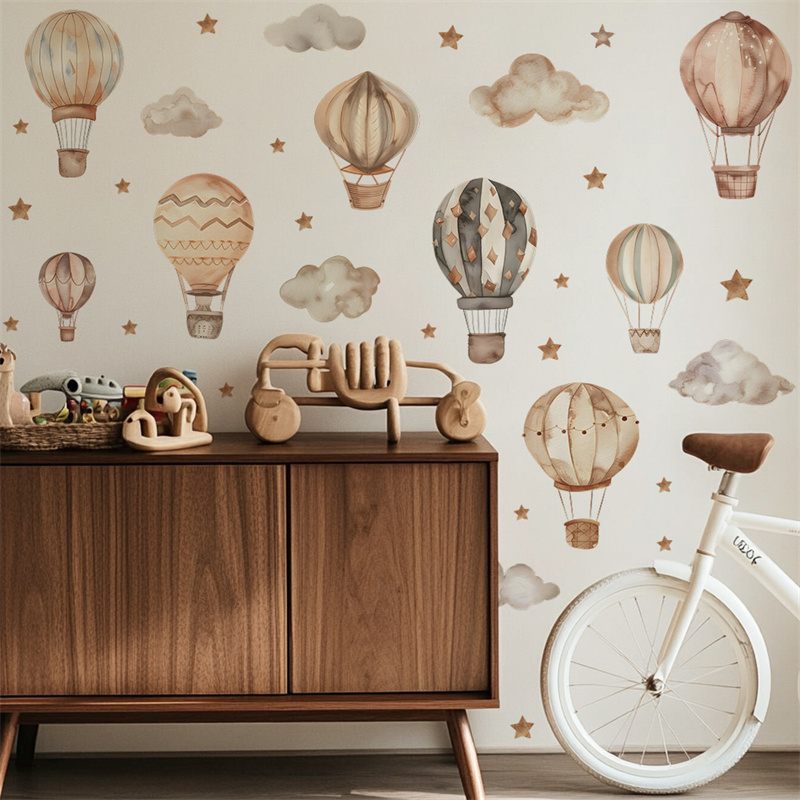 Cartoon Hot Air Balloon Wall S - Baby Nursery Mural Wallpaper avis et prix