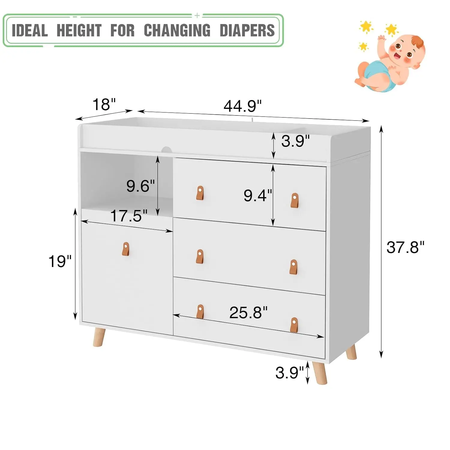 Baby Dresser Changing Table wi - Baby Nursery Chest Of Drawers avis et prix