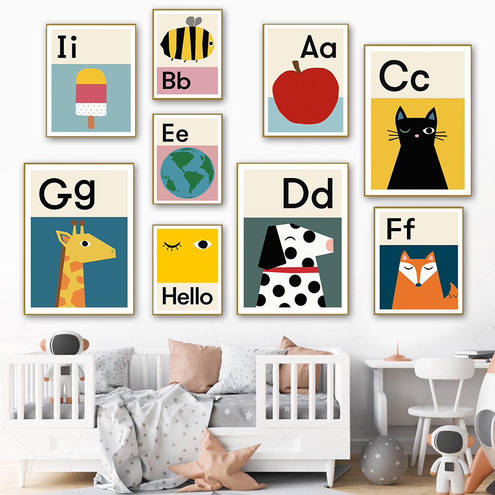 Cartoon ABCD Alphabet Poster E - Baby Nursery Images avis et prix