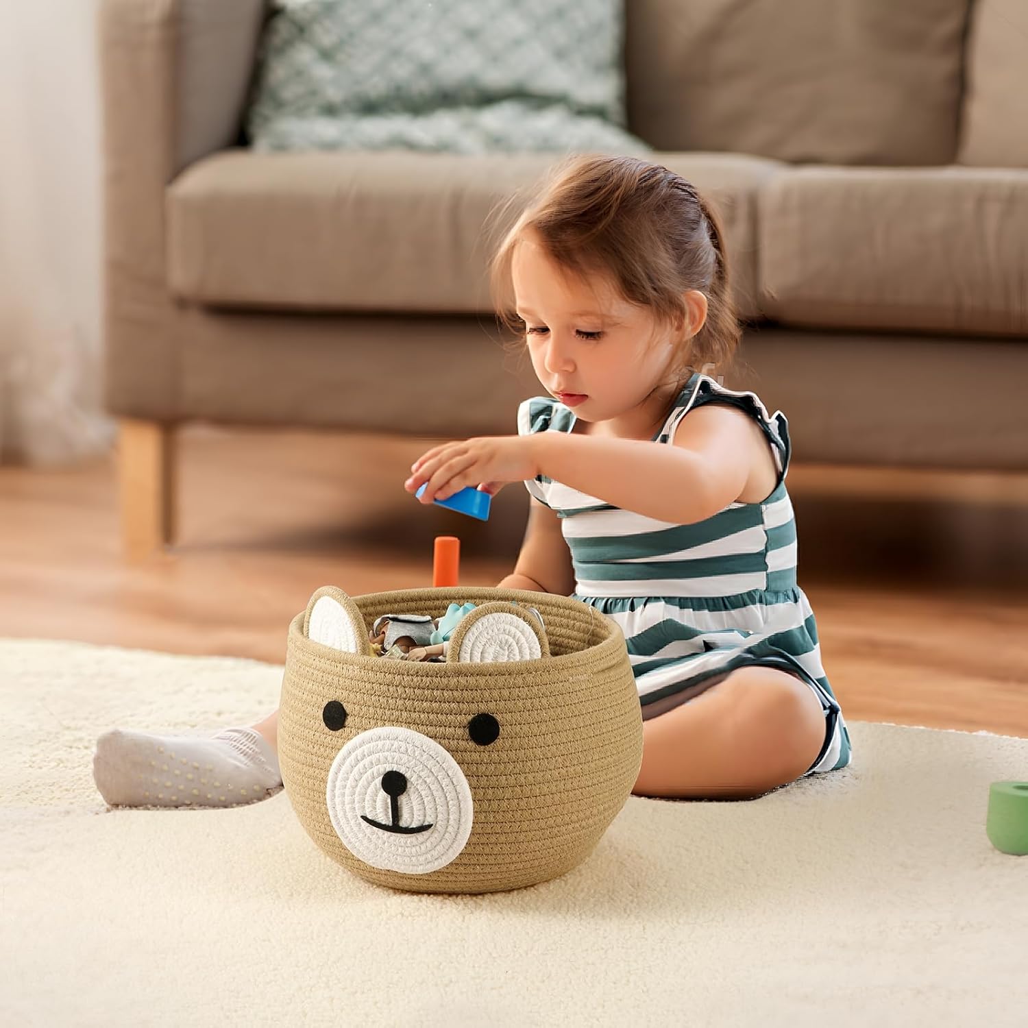 Cotton Rope Baby Basket, Cute  - Baby Nursery Images avis et prix