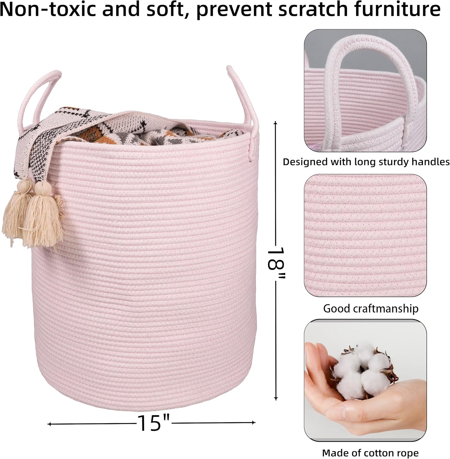 Large Cotton Rope Laundry Bask - Baby Nursery Images avis et prix
