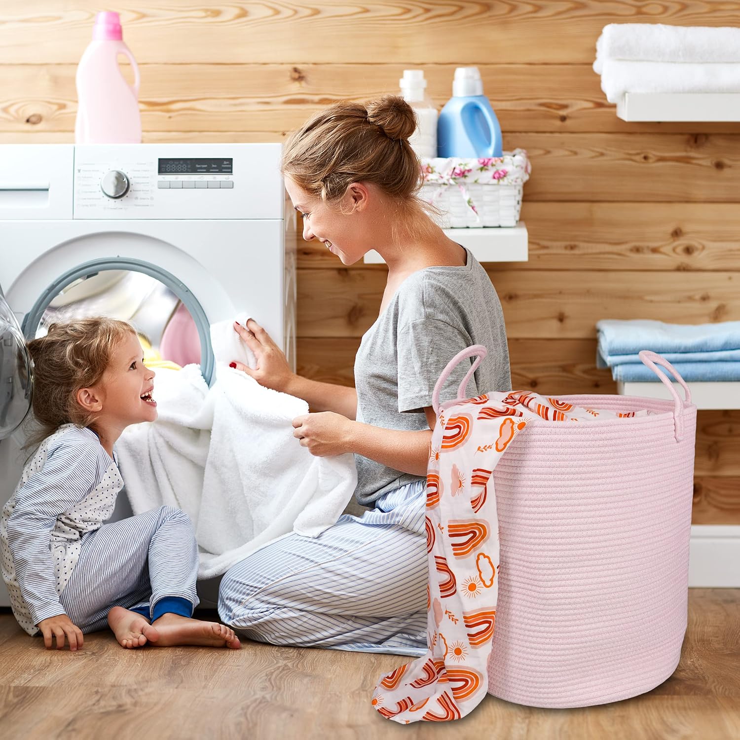 Large Cotton Rope Laundry Bask - Baby Nursery Images avis et prix
