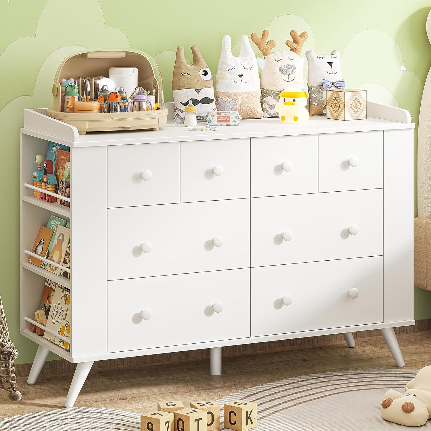 Kids Dresser Cabinet with 8 Dr - Baby Nursery Chest Of Drawers avis et prix